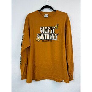Simply Southern women's large mustard brown long sleeve graphic tee‎ jeep